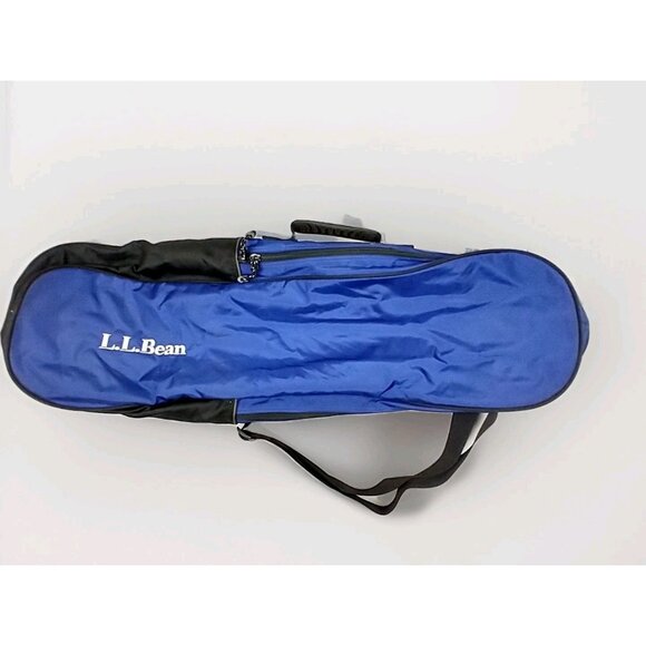 LL Bean Travel Bag Snowshoe 10x33” Blue Black Side Zip Carry Case Only - Picture 1 of 8